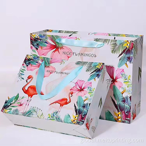 Paper Bag Printed Recyclable Flower Printed Paper Bag Manufactory